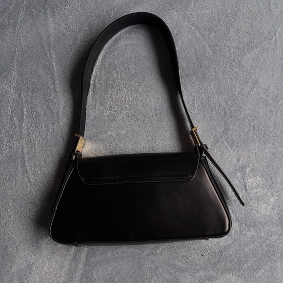Zara Classic Trapeze Minimalist Black Shoulder Bag - Picture 3 of 8